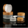 5g 15g 30g 50g 100g wholesale cosmetic containers face cream frosted clear glass Jar with bamboo lid